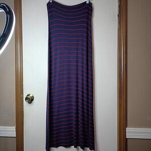 Charlotte Russe Striped Maxi Skirt Women's Medium Navy Red Stretch